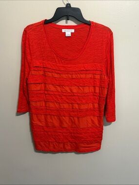 Liz Claiborne Scoop Neck Ruffle Stripe Top